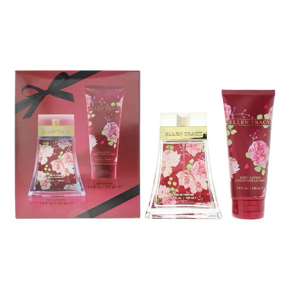 Set Ellen Tracy: Red Sensational, Eau De Parfum, For Women, 100 ml + Red Sensational, Hydrating, Body Lotion, 100 ml