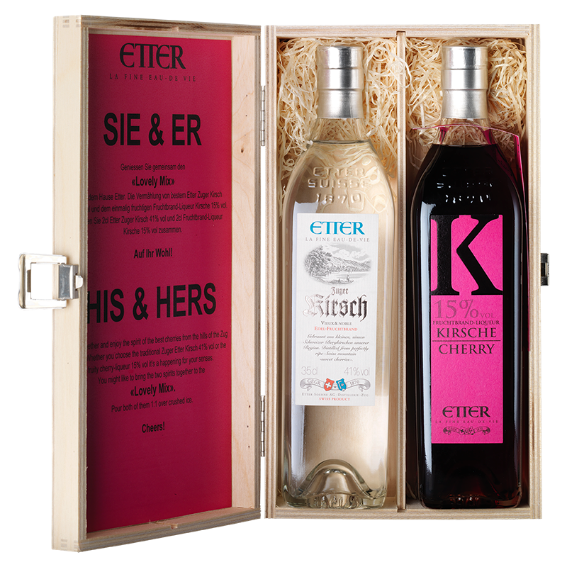 His & Hers Set Etter: Zuger Kirsch, Liqueurs, 350 ml + Kirsch, Liqueurs, 350 ml