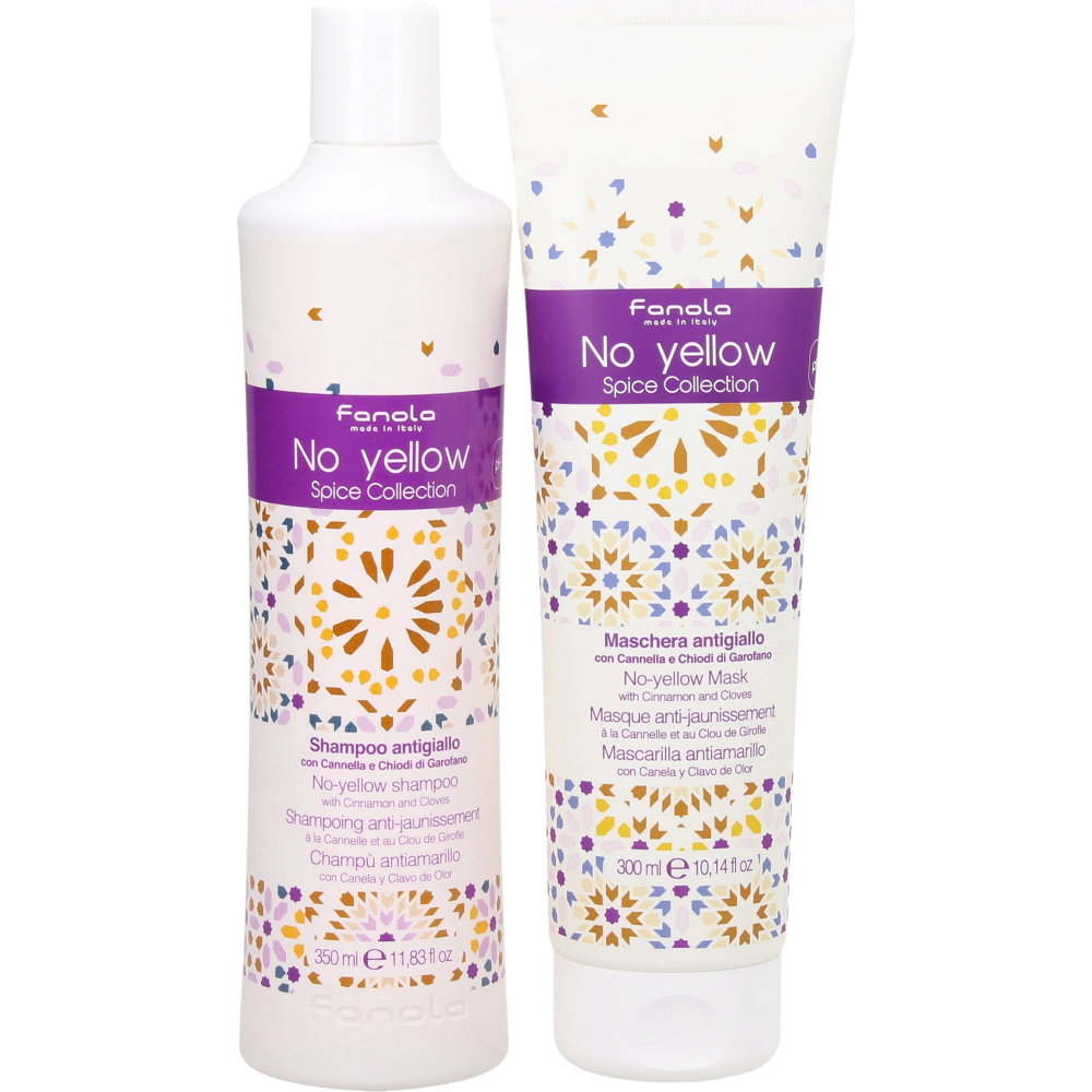 Set Fanola: No Yellow Spice Collection, Hair Treatment Cream Mask, For Neutralisation Of Yellow Tones, 300 ml