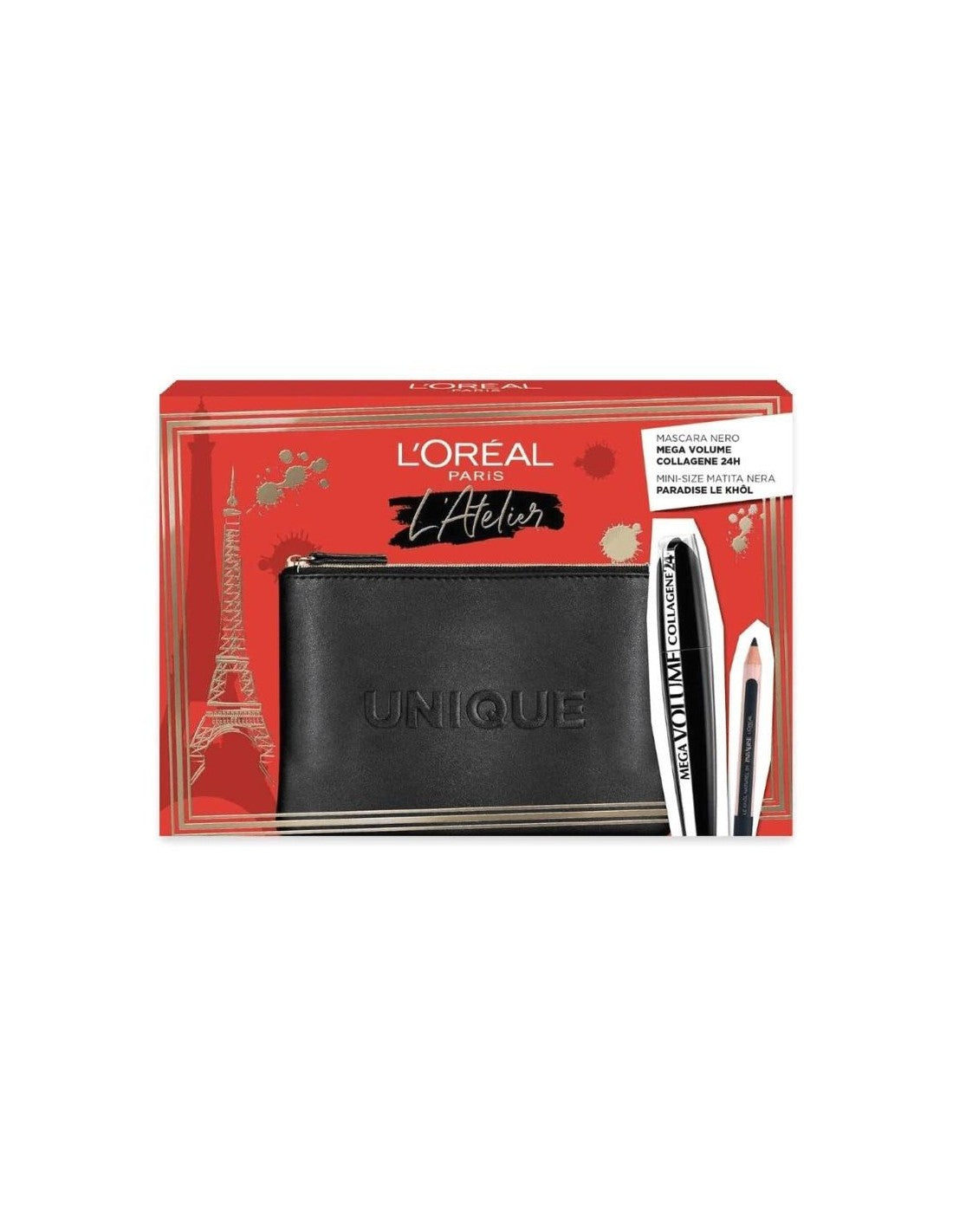 Set L'Oreal Paris: L'Oreal Paris, Kajal Eye Pencil, Black, 1.5 g + Mega Volume Collagene 24h, Waterproof