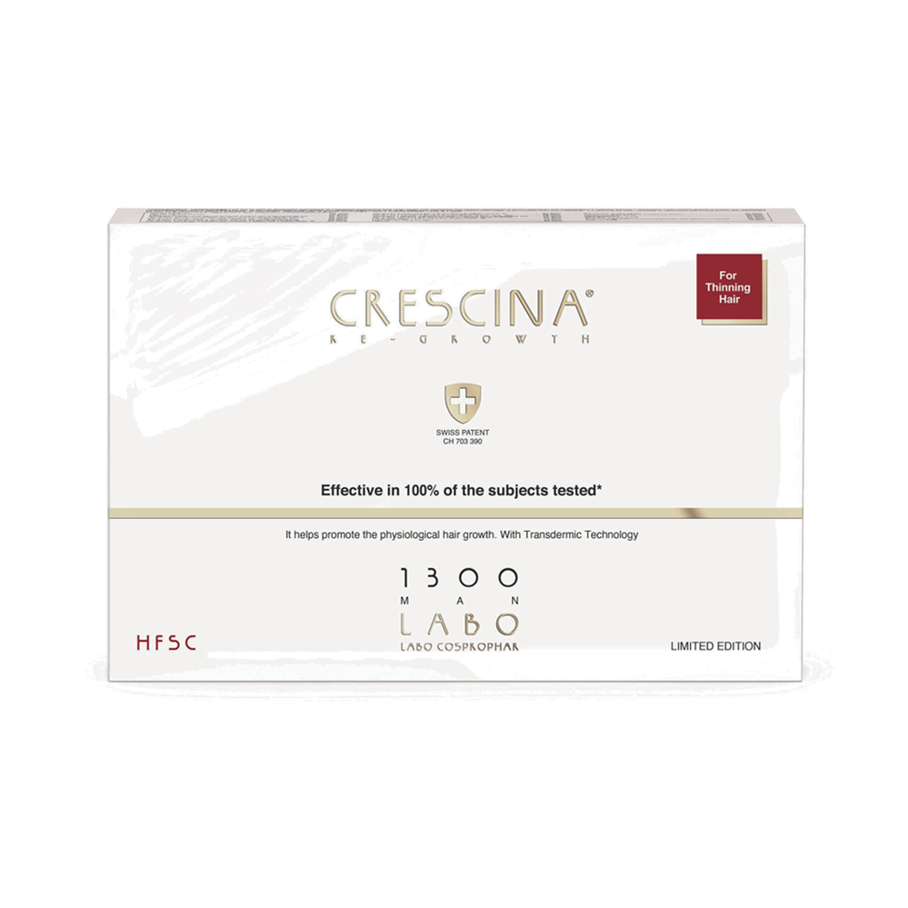 Set, Labo Suisse, Crescina, Transdermic HFSC 1300, For Growth Stimulation, Ampoules Treatment Serum, For Scalp, For Men, 5 pcs, 3.5 ml