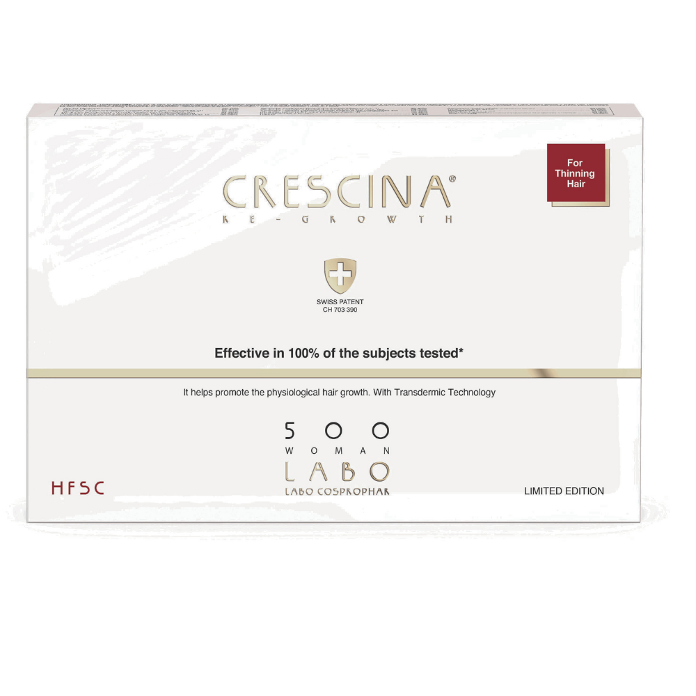 Set, Labo Cosprophar Suisse, Crescina, Transdermic HFSC 500, For Growth Stimulation, Ampoules Treatment Serum, For Scalp, For Women, 5 pcs, 3.5 ml