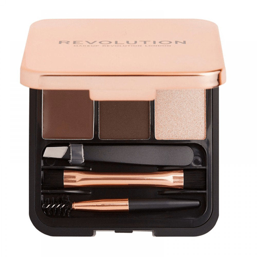 Set, Makeup Revolution, Brow Sculpt, Eyebrow Palette, Dark Brown, 2.2 g