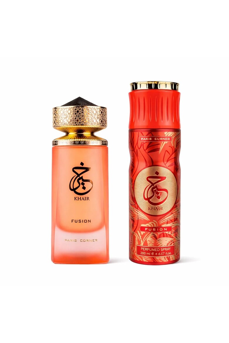 Set Paris Corner: Khair Fusion, Eau De Parfum, Unisex, 100 ml + Khair Fusion, Deodorant Spray, For Women, 200 ml