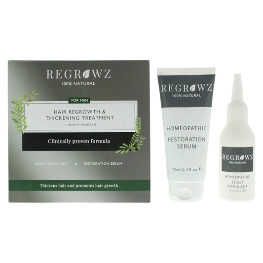Set Regrowz: Homeopathic, Scalp Serum, Restorative, 75 ml + Homeopathic, Scalp Cream Treatment, Hydrate & Protect, 75 ml