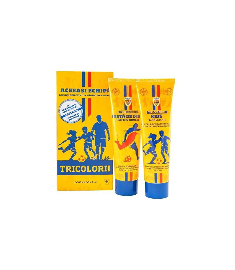 Set Tricolorii: Tricolorii, Stain Protection, Toothpaste, 100 ml + Tricolorii Kids, Whitening, Toothpaste, 100 ml
