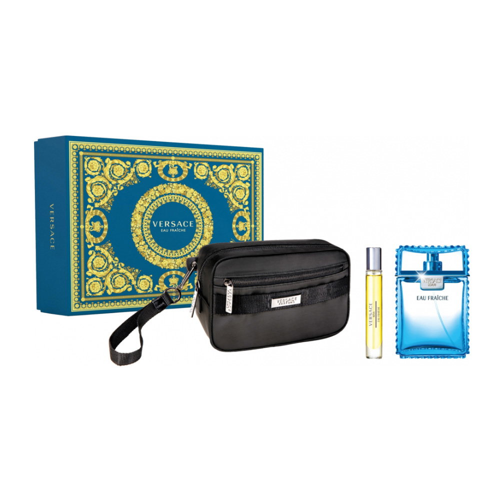 Set Versace: Eau Fraiche, Eau De Toilette, For Men, 100 ml + Eau Fraiche, Eau De Toilette, For Men, 10 ml + Versace, GWP Textile Pouch, Black