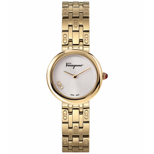 Salvatore Ferragamo Reloj de Mujer con Esfera Plateada de Acero Dorado