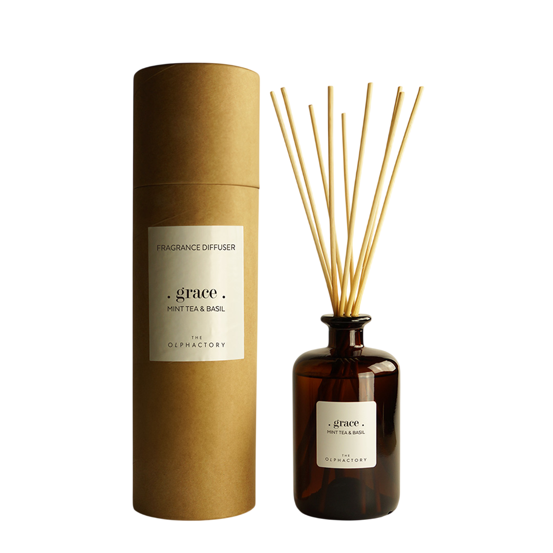 The Olphactory, Grace Mint Tea & Basil, Fragrance Sticks, Aroma Reed Diffuser, 500 ml
