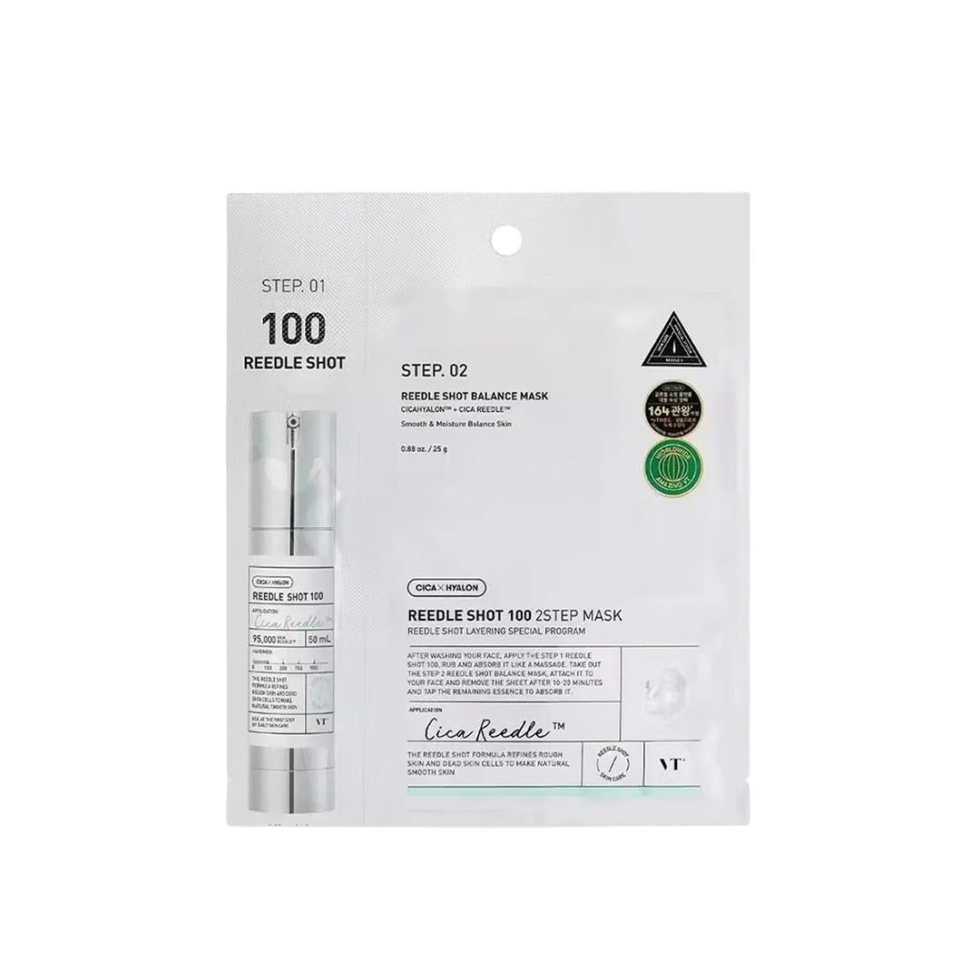 VT Cosmetics, Reedle Shot 100 2 Step, Firming & Hydrating, Sheet Mask, For Face, 26.5 g