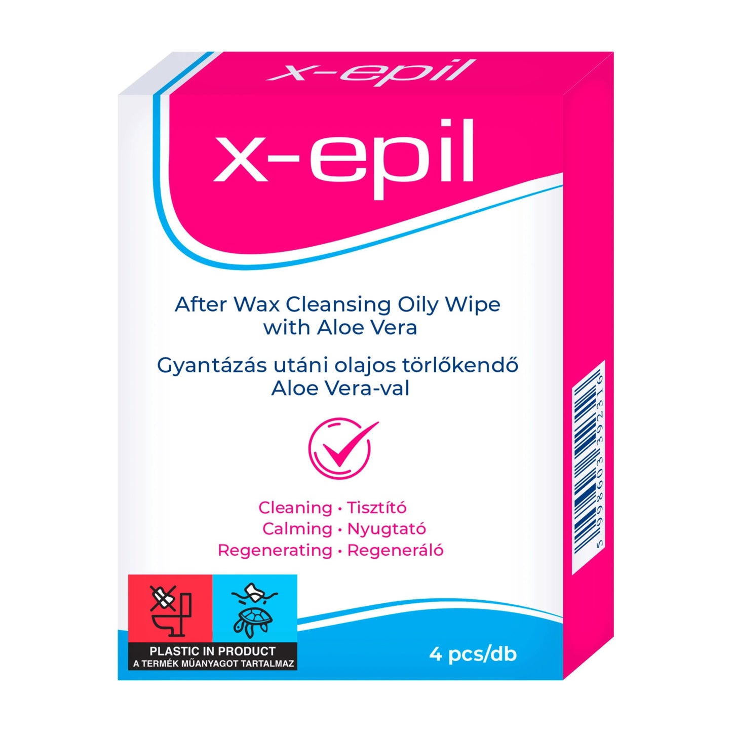 X-Epil, After Waxing Oily Wipes, Cleansing Wipes, 4 pcs