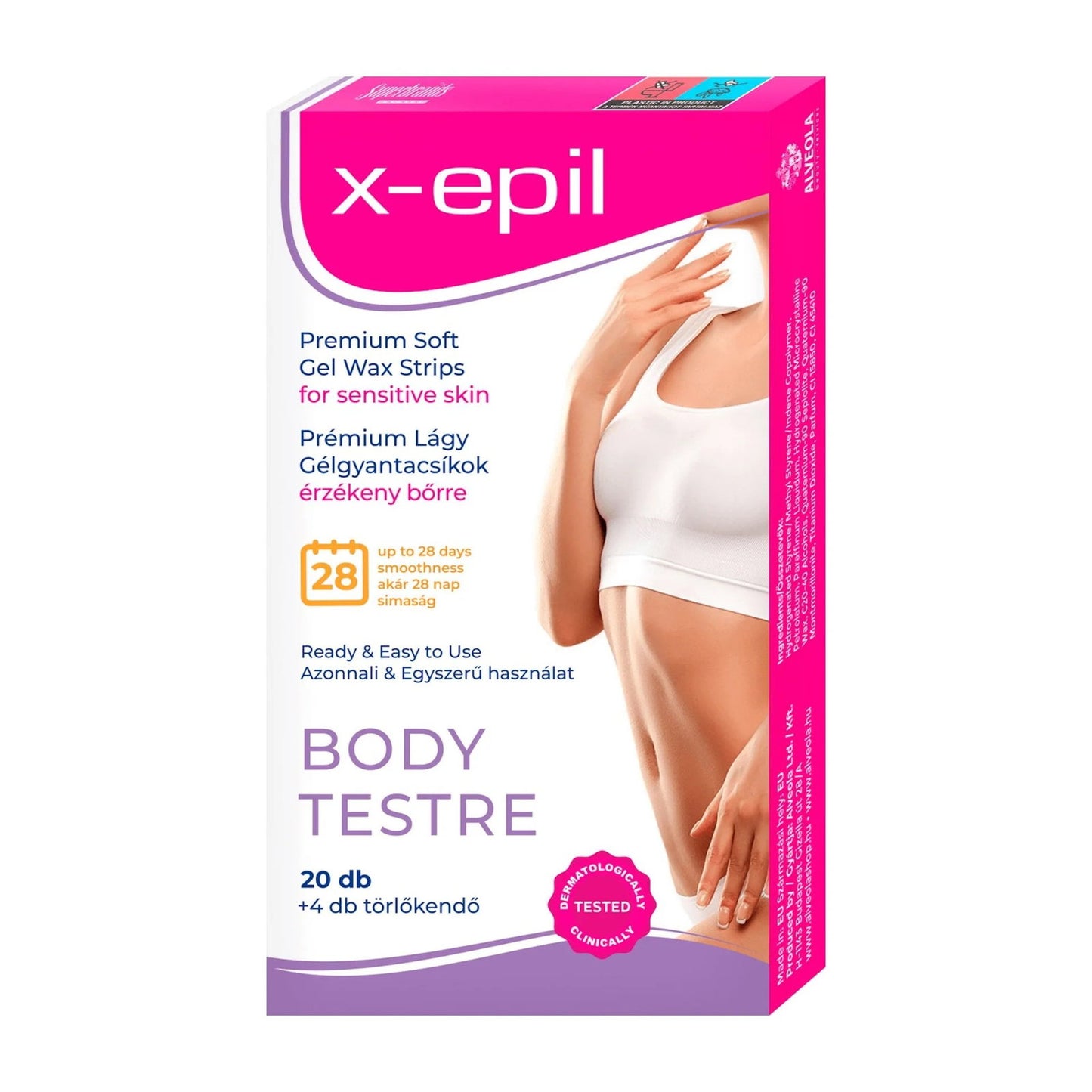 X-Epil, Premium Soft, Silky Finish, Hair Removal Wax Strips, 20 pcs