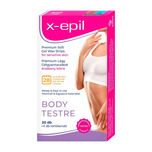X-Epil, Premium Soft, Silky Finish, Hair Removal Wax Strips, 20 pcs